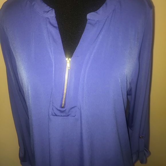 Front Of Closet Gold Zip Up Blouse Size Petite XL - Picture 4 of 8